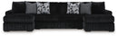 Midnight-Madness Double Chaise Sectional - Onyx